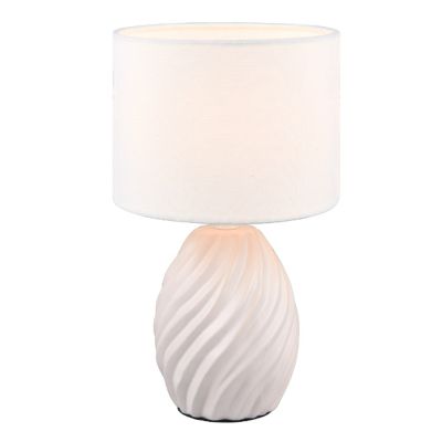 Lampada da tavolo retrò bianca, Roeland, con interruttore
