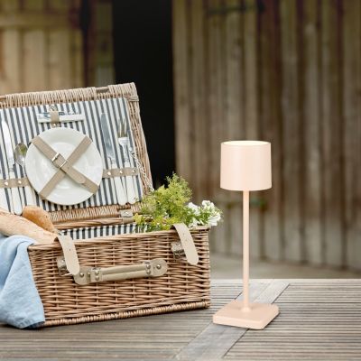 Lampada da tavolo da esterno ricaricabile moderna marrone, Lakisha, 1,5W, white switch LED, IP54, controllo touch