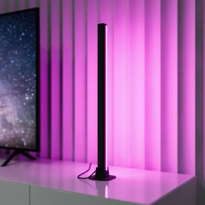 Lampada da tavolo moderna nera, Wissal, 5W, RGB LED, con telecomando