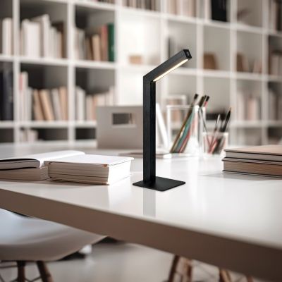 Lampada da tavolo ricaricabile moderna nera, Reijer, 2W, 3000K LED, controllo touch