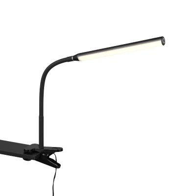 Lampada con morsetto moderna nera, Rommert, 5W, bianco regolabile tra caldo e freddo LED, controllo touch