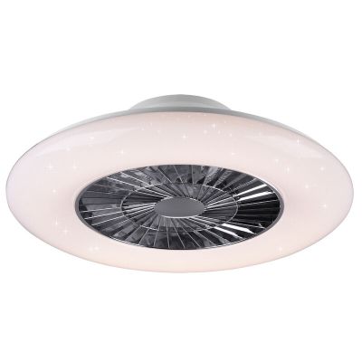 Ventilatore da soffitto moderno cromato, Damia, 40W, bianco regolabile tra caldo e freddo LED, con telecomando