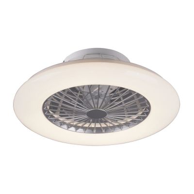 Ventilatore da soffitto moderno grigio, Damyan, 30W, bianco regolabile tra caldo e freddo LED, con telecomando