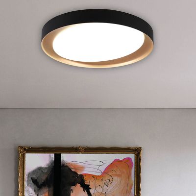 Plafoniera moderna nera, Joas, 24W, bianco regolabile tra caldo e freddo LED, con telecomando