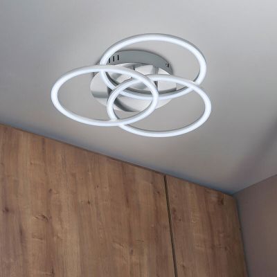 Plafoniera moderna in nichel, Kobus, 27W, bianco regolabile tra caldo e freddo LED, con telecomando