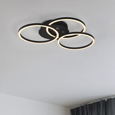 Plafoniera moderna nera, Kobus, 27W, bianco regolabile tra caldo e freddo LED, con telecomando