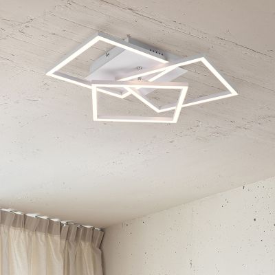 Plafoniera moderna bianca, Bibiana, 28W, bianco regolabile tra caldo e freddo LED, con telecomando