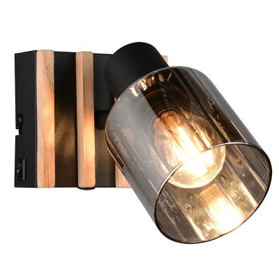 Faretto da parete moderno nero, Steije, con interruttore