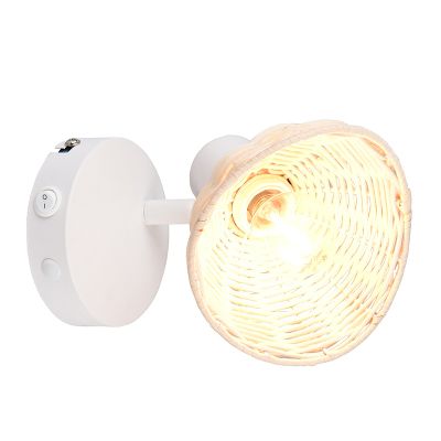 Applique da parete in rattan marrone, Sijmen, con interruttore