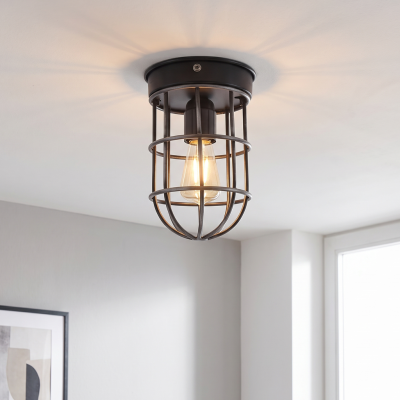 Lampada da soffitto nera industriale, Nova