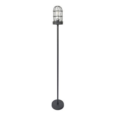 Lampada da terra nera industriale, Nova, con interruttore