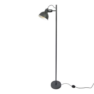 Lampada da terra nera industriale, Belga, con interruttore