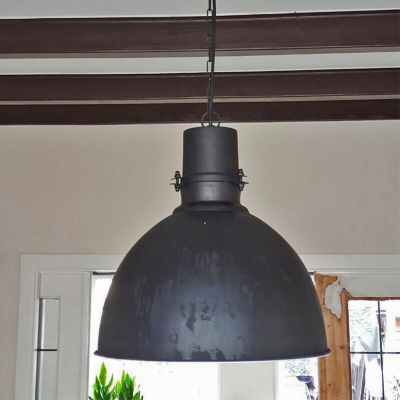 Lampada a sospensione semisfera nera industriale, Fellen