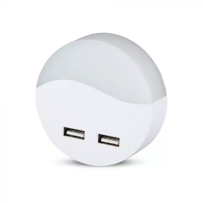 Luce notturna da presa bianca in plastica, Kyrill, 0,5W, 3000K LED