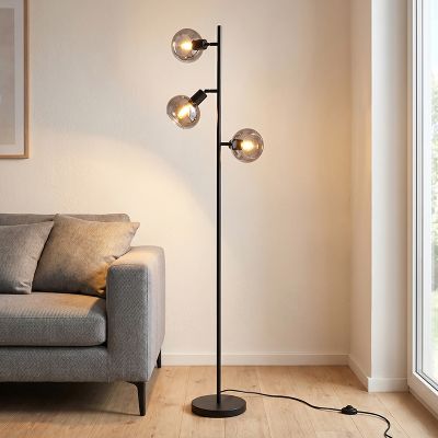 Lampada da terra grigia moderna, Avery, con interruttore