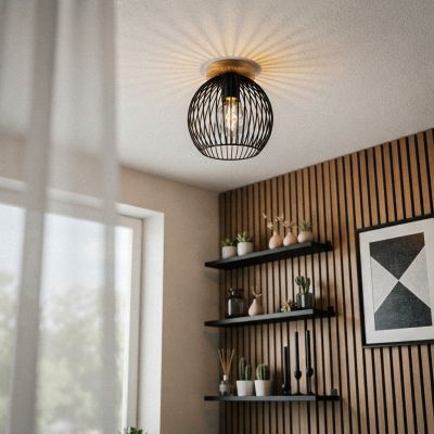 Lampada da soffitto nera industriale, Wiro
