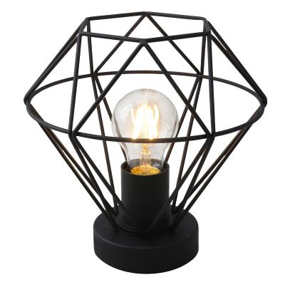 Lampada da tavolo nera industriale, Jochem, con interruttore