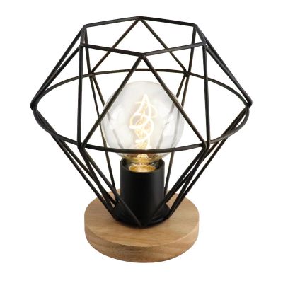 Lampada da tavolo nera industriale, Jochem, con interruttore