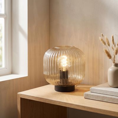 Lampada da tavolo ambrata design, Charlois, con interruttore