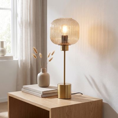 Lampada da tavolo ambrata design, Charlois, con interruttore