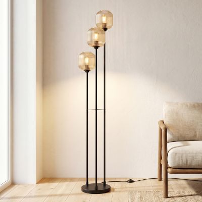 Lampada da terra ambrata design, Charlois, con interruttore