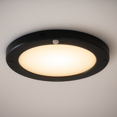 lampada da soffitto con sensore nera in plastica, Luan, 20W, 3000K LED