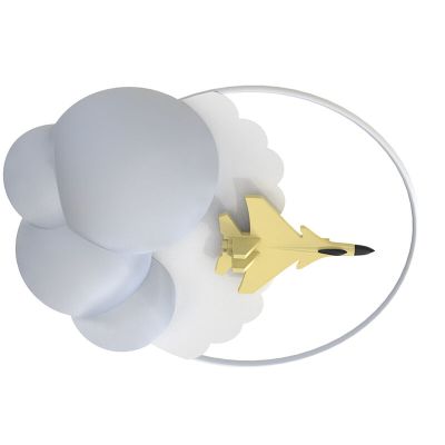 Lampada da soffitto per bambini bianca metallo, Jet, 37W, 3000K LED, dimmer in 3 fasi