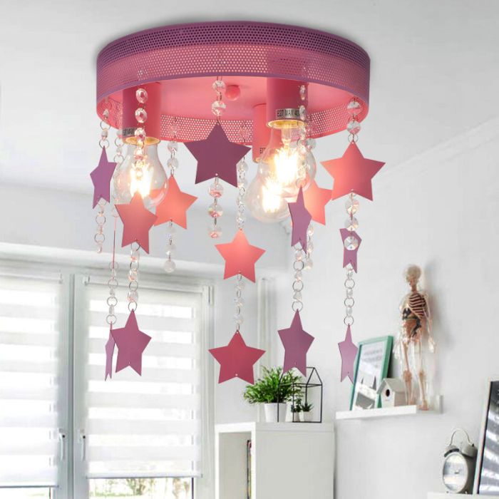 Lampada da soffitto per bambini rosa metallo, Doenja