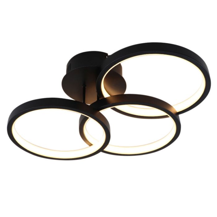 Lampada da soffitto nera moderna, Giorgio, 30W, 2700K LED, dimmer in 3 fasi