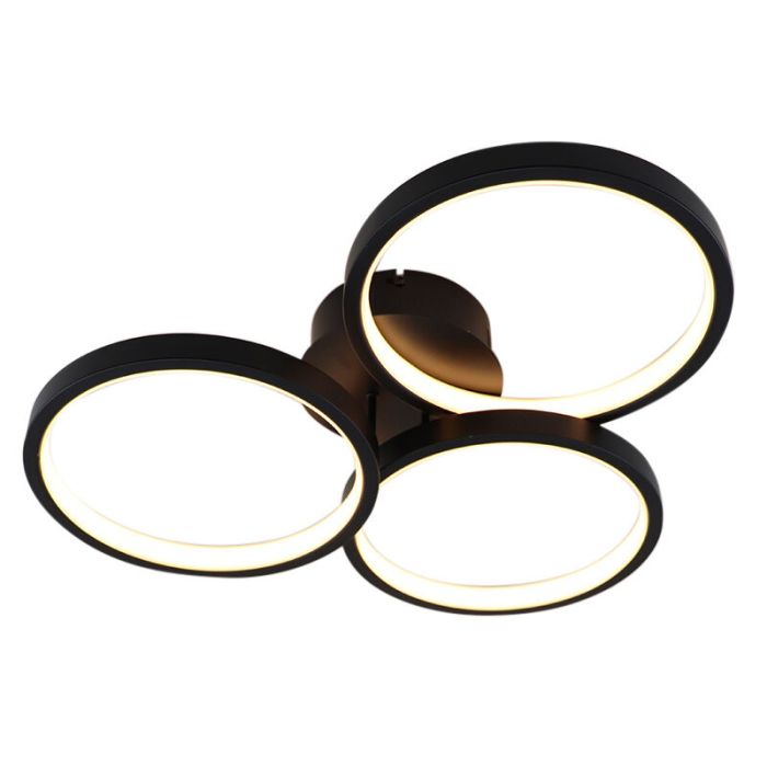 Lampada da soffitto nera moderna, Giorgio, 30W, 2700K LED, dimmer in 3 fasi