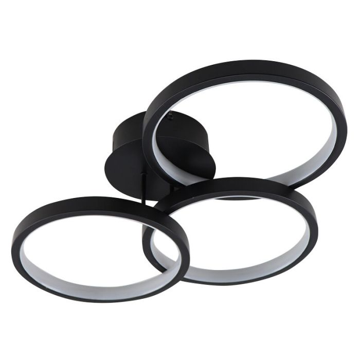 Lampada da soffitto nera moderna, Giorgio, 30W, 2700K LED, dimmer in 3 fasi