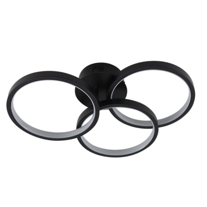 Lampada da soffitto nera moderna, Giorgio, 30W, 2700K LED, dimmer in 3 fasi