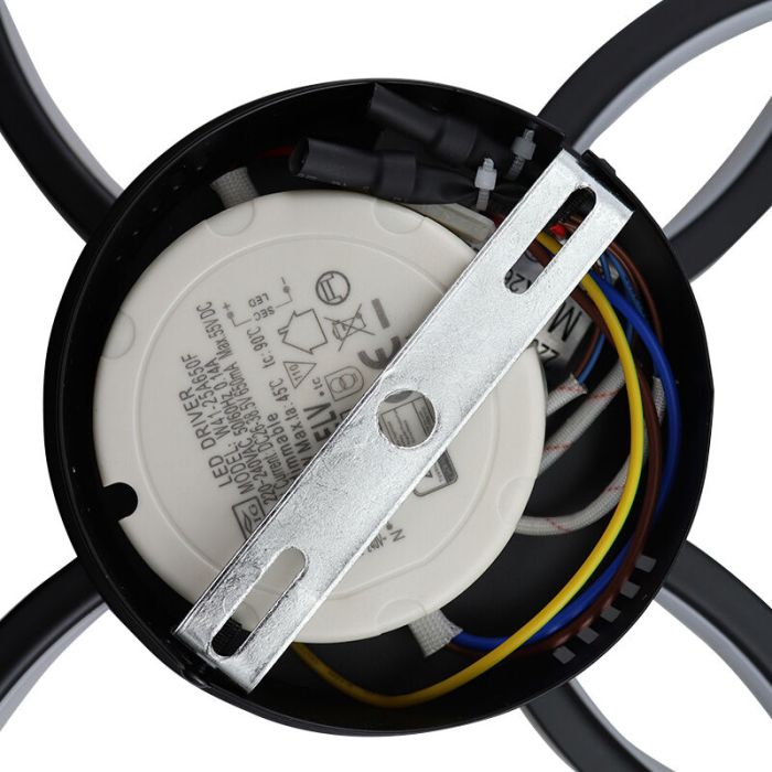 Lampada da soffitto nera moderna, Giorgio, 30W, 2700K LED, dimmer in 3 fasi