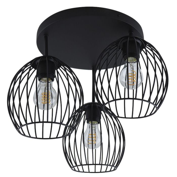 Lampada da soffitto nera industriale, Wiro