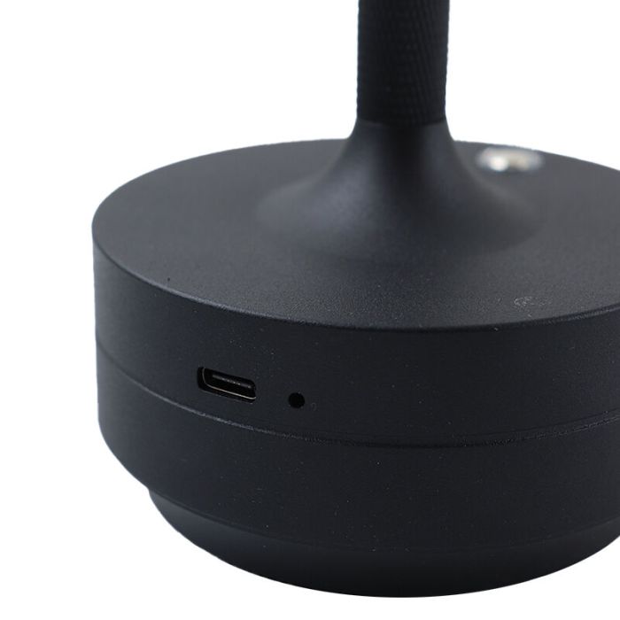 Lampada da tavolo ricaricabile nera moderna, Arvind, 3W, bianco regolabile tra caldo e freddo LED, con interruttore
