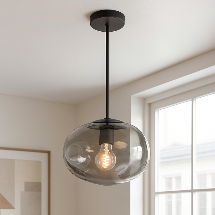 Lampada a sospensione grigia design, Evita