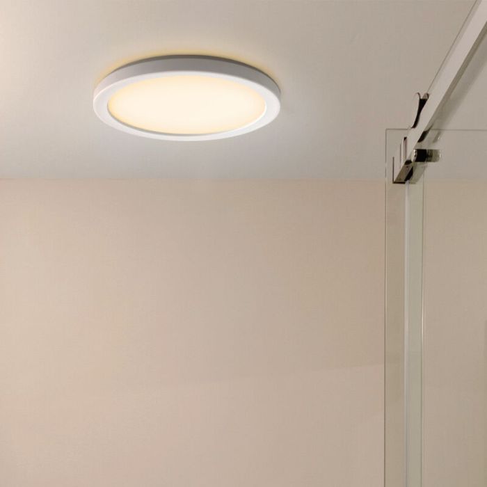 Lampada da soffitto da bagno bianca in plastica, Shivani, 8W, 3000K LED, IP44