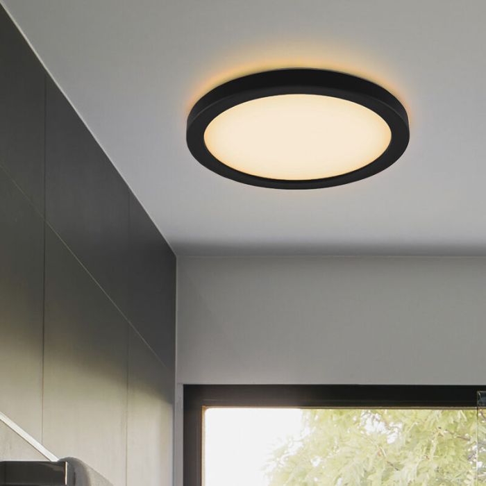 Lampada da soffitto da bagno nera in plastica, Shivani, 8W, 3000K LED, IP44