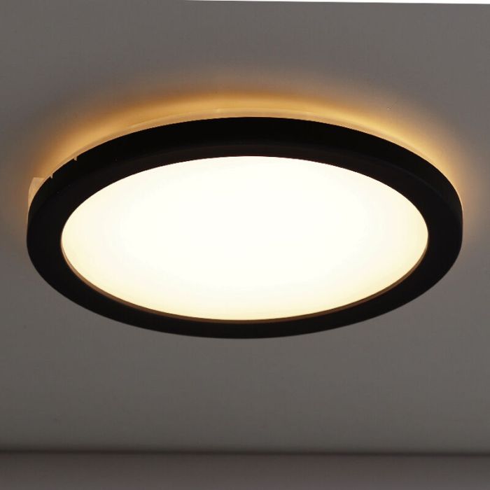 Lampada da soffitto da bagno nera in plastica, Shivani, 8W, 3000K LED, IP44
