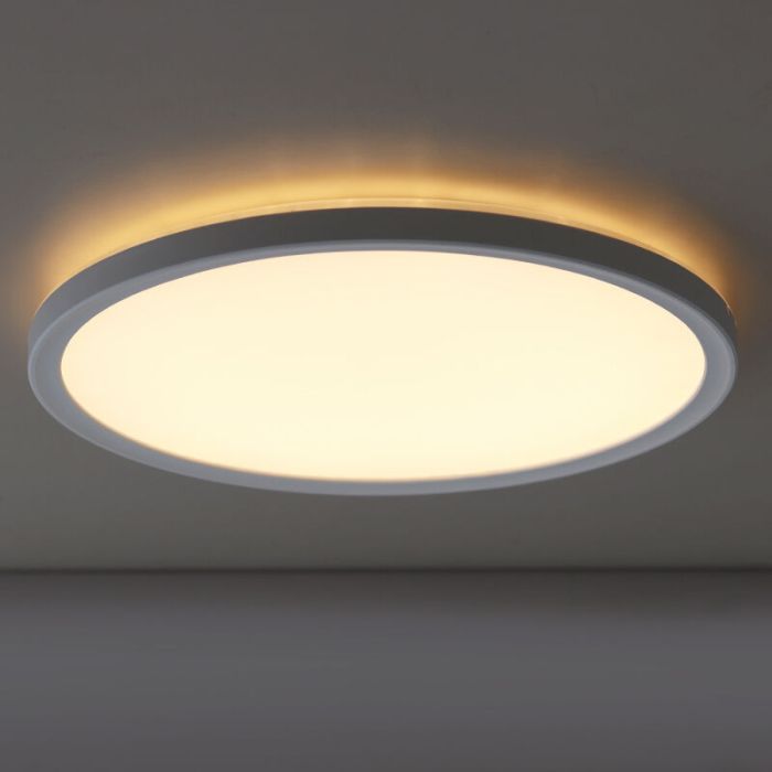 Plafoniera bianca in plastica, Shona, 22W, 3000K LED, dimmer in 3 fasi