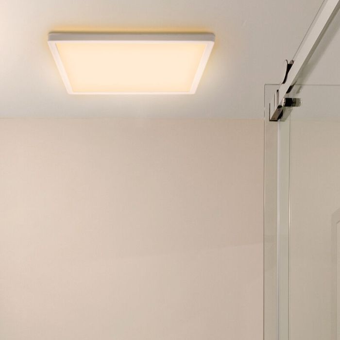 Plafoniera bianca in plastica, Shona, 18W, 3000K LED, dimmer in 3 fasi