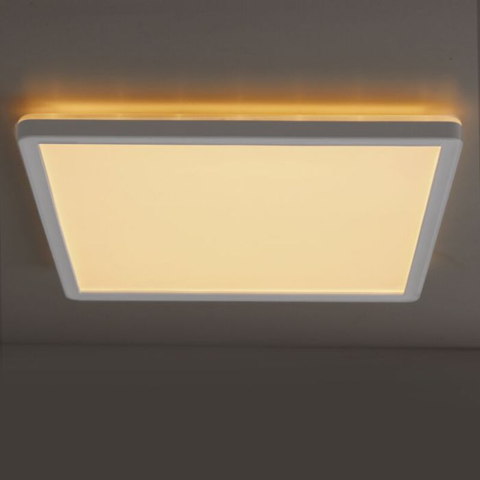 Plafoniera bianca in plastica, Shona, 18W, 3000K LED, dimmer in 3 fasi