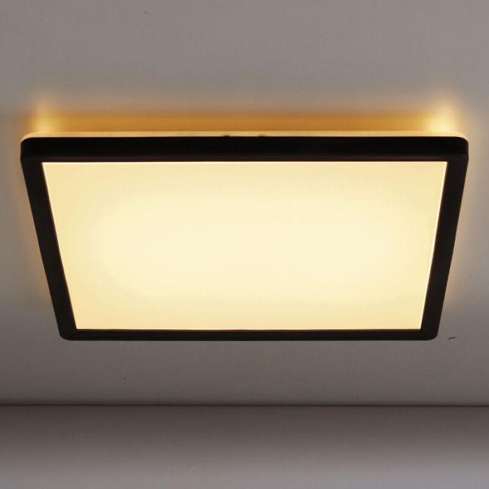 Plafoniera nera in plastica, Shona, 22W, 3000K LED, dimmer in 3 fasi