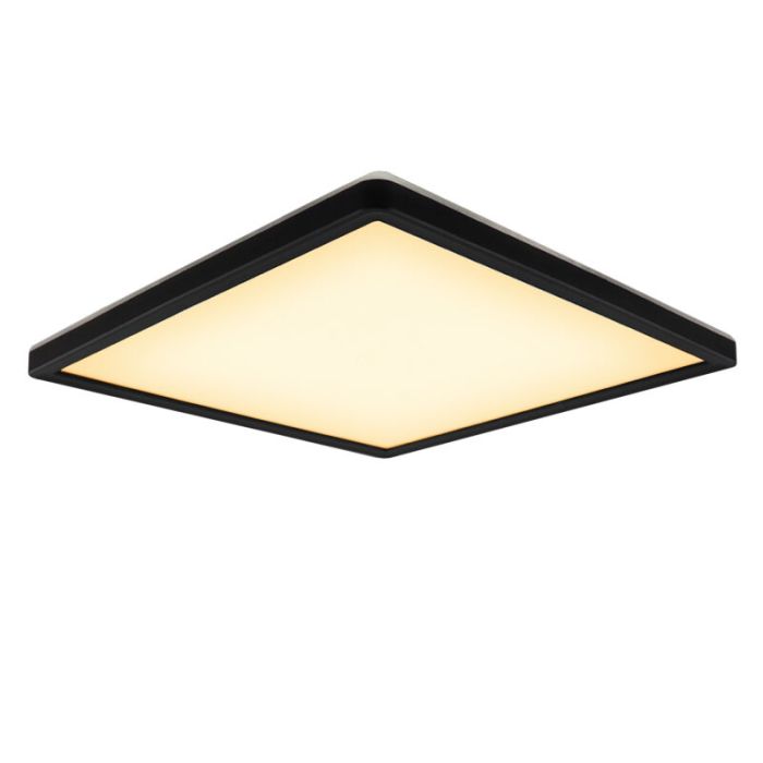 Plafoniera nera in plastica, Shona, 22W, 3000K LED, dimmer in 3 fasi