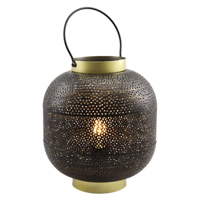 Lampada da tavolo dorata moderna, Sivar, con interruttore