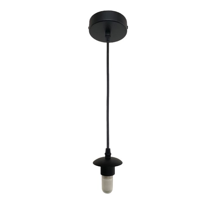 Lampada a sospensione senza paralume nera metallo, Aafje, IP44