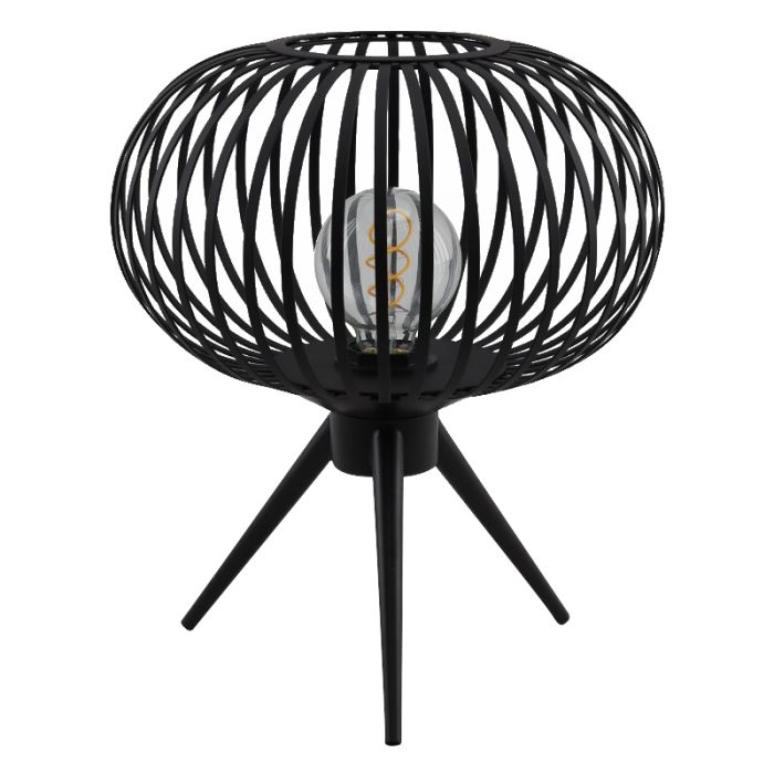 Lampada da tavolo nera industriale, Lieve, con interruttore