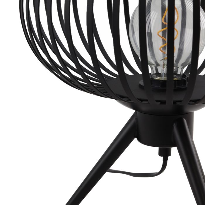 Lampada da tavolo nera industriale, Lieve, con interruttore