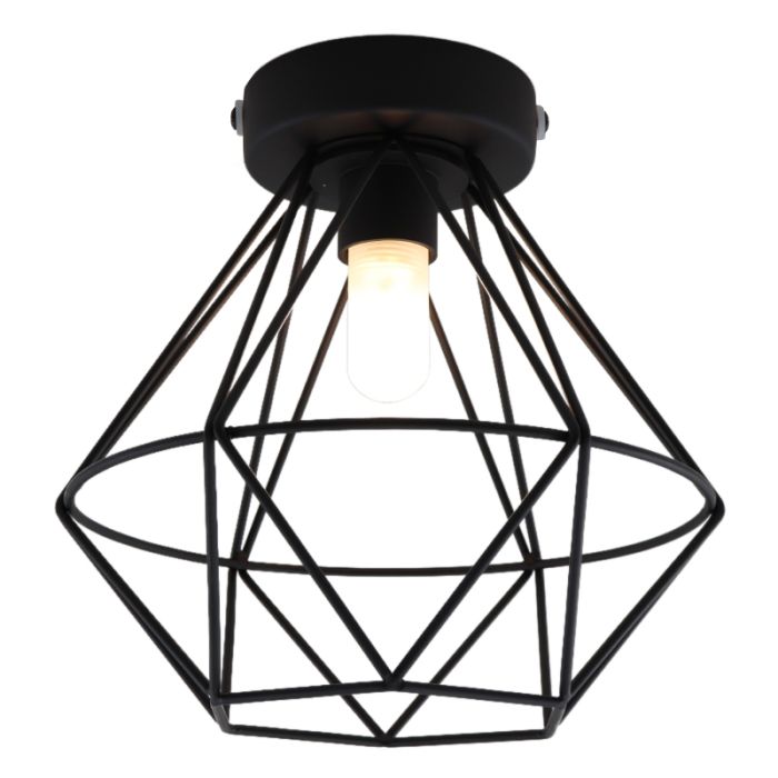 Lampada da soffitto da bagno nera industriale, Jochem, IP44