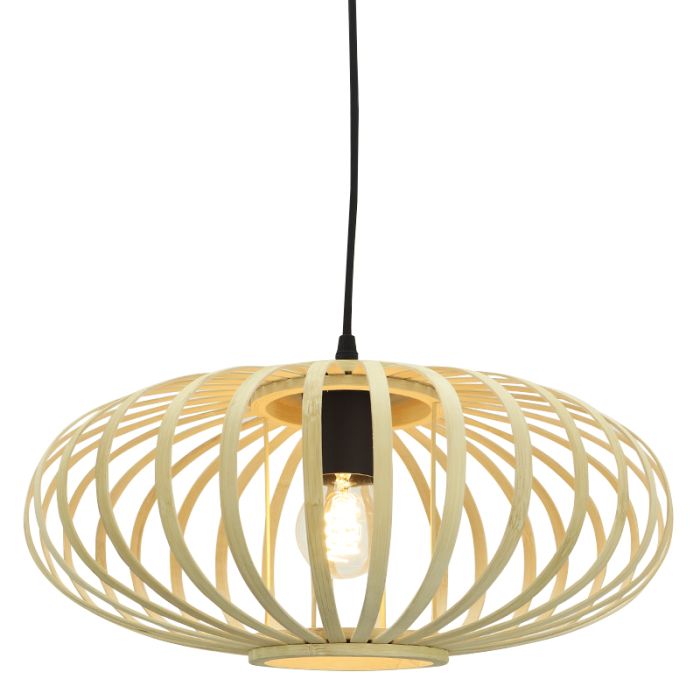 Lampada a sospensione in bambù marrone, Lieve